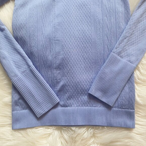 Lululemon Hydrangea Blue Rest Less Mock Neck Long Sleeve Top - Picture 4 of 9